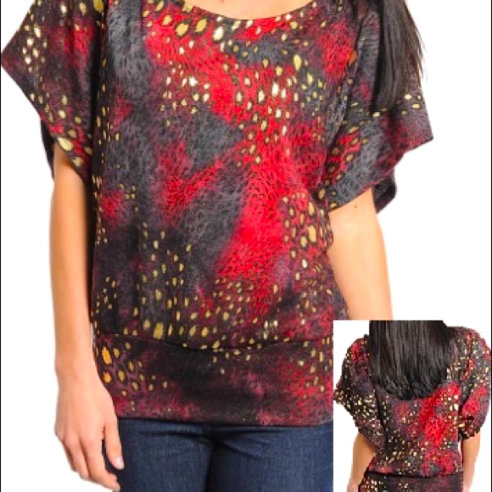 💖 5/$25 | NWT Magenta & Gold Animal Print Top